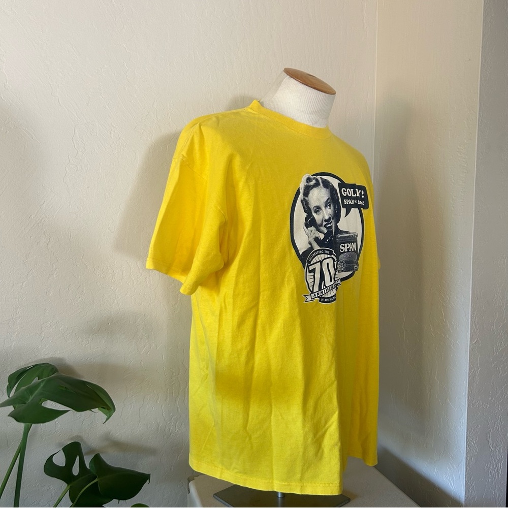 Y2K Vintage Retro Aesthetic Spam Neon Yellow Graphic Tee - Picture 4 of 12